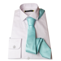 Fehér karcsúsított ing + egyszínű slim nyakkendő
